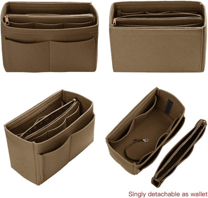 Purse Organizer Insert, Felt Bag Organizer with Metal Zipper, Handbag & Tote Shaper, For Speedy Neverfull Tote, 7 Sizes