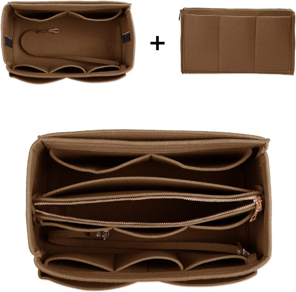 Purse Organizer Insert, Felt Bag Organizer with Metal Zipper, Handbag & Tote Shaper, For Speedy Neverfull Tote, 7 Sizes