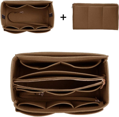 Purse Organizer Insert, Felt Bag Organizer with Metal Zipper, Handbag & Tote Shaper, For Speedy Neverfull Tote, 7 Sizes