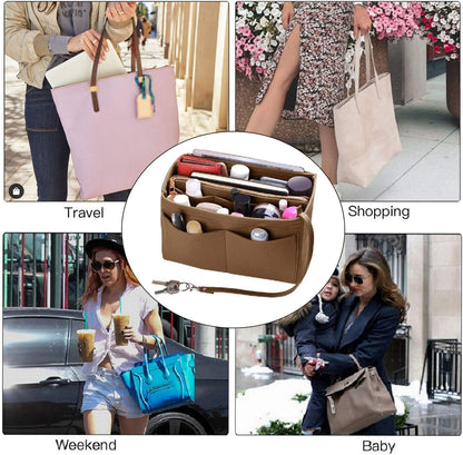 Purse Organizer Insert, Felt Bag Organizer with Metal Zipper, Handbag & Tote Shaper, For Speedy Neverfull Tote, 7 Sizes
