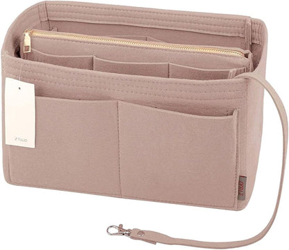 Purse Organizer Insert, Felt Bag Organizer with Metal Zipper, Handbag & Tote Shaper, For Speedy Neverfull Tote, 7 Sizes