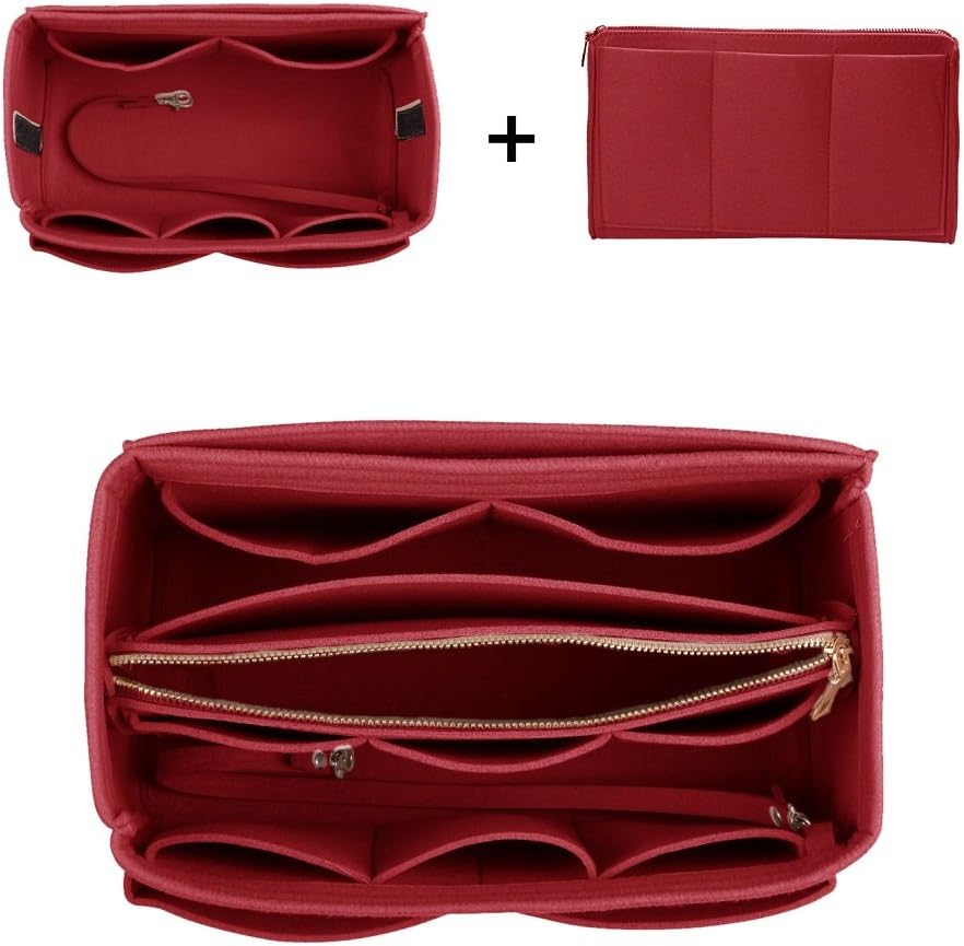 Purse Organizer Insert, Felt Bag Organizer with Metal Zipper, Handbag & Tote Shaper, For Speedy Neverfull Tote, 7 Sizes