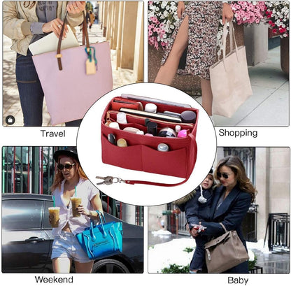 Purse Organizer Insert, Felt Bag Organizer with Metal Zipper, Handbag & Tote Shaper, For Speedy Neverfull Tote, 7 Sizes