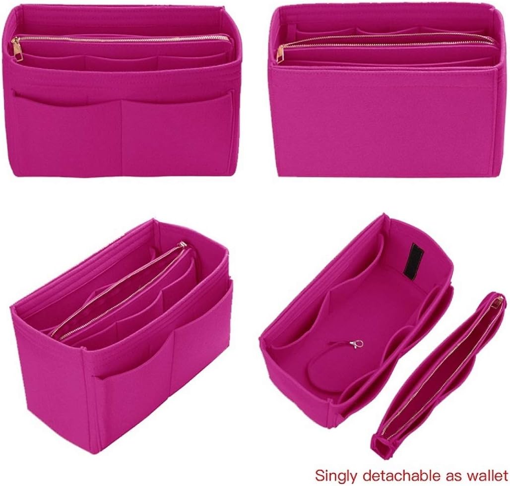 Purse Organizer Insert, Felt Bag Organizer with Metal Zipper, Handbag & Tote Shaper, For Speedy Neverfull Tote, 7 Sizes