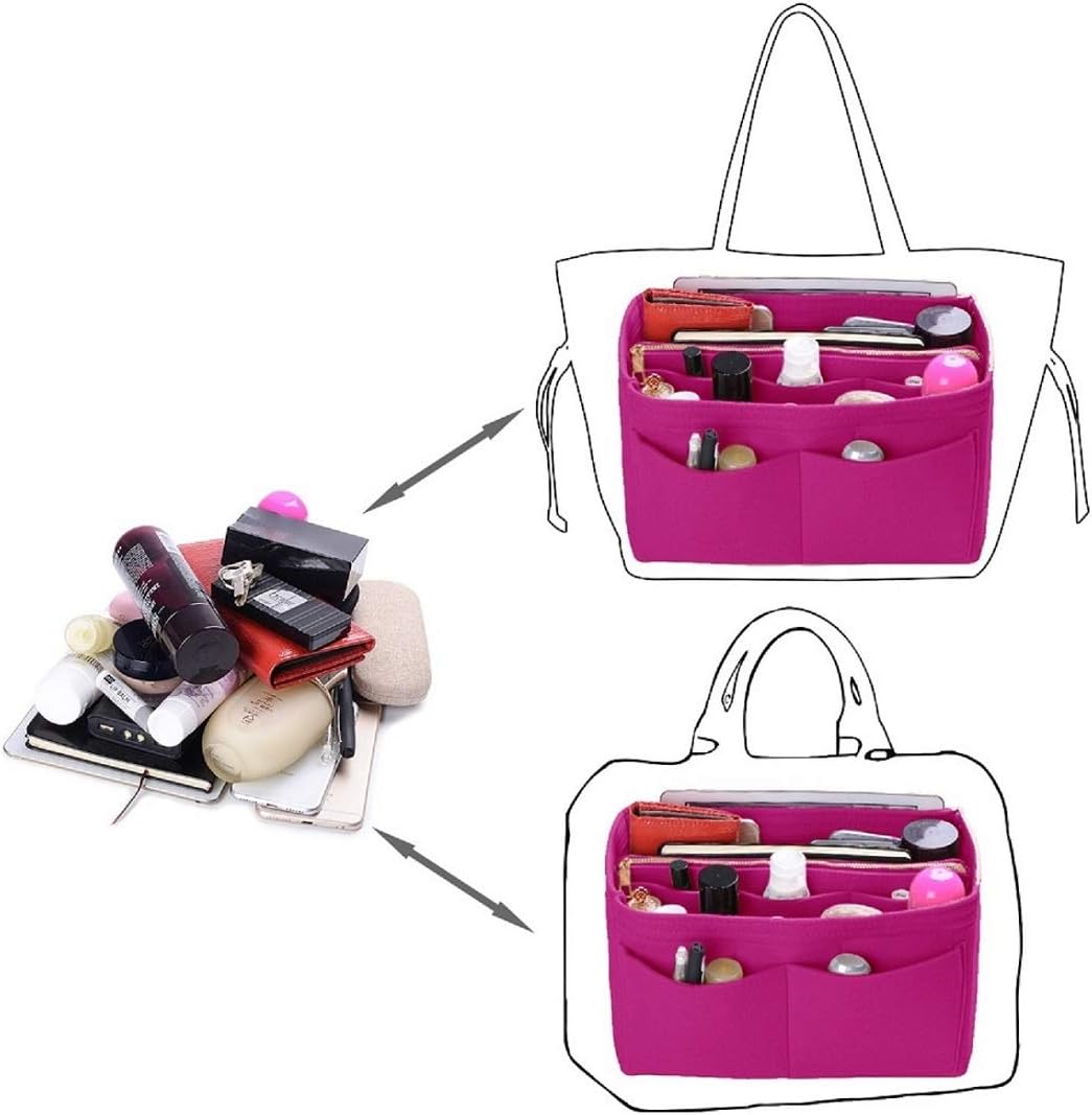Purse Organizer Insert, Felt Bag Organizer with Metal Zipper, Handbag & Tote Shaper, For Speedy Neverfull Tote, 7 Sizes