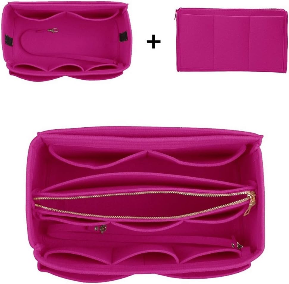 Purse Organizer Insert, Felt Bag Organizer with Metal Zipper, Handbag & Tote Shaper, For Speedy Neverfull Tote, 7 Sizes