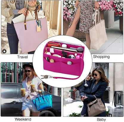 Purse Organizer Insert, Felt Bag Organizer with Metal Zipper, Handbag & Tote Shaper, For Speedy Neverfull Tote, 7 Sizes