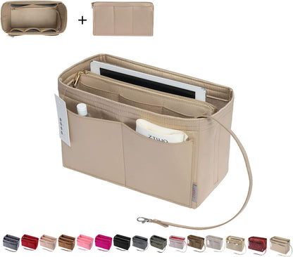 Purse Organizer Insert, Felt Bag Organizer with Metal Zipper, Handbag & Tote Shaper, For Speedy Neverfull Tote, 7 Sizes