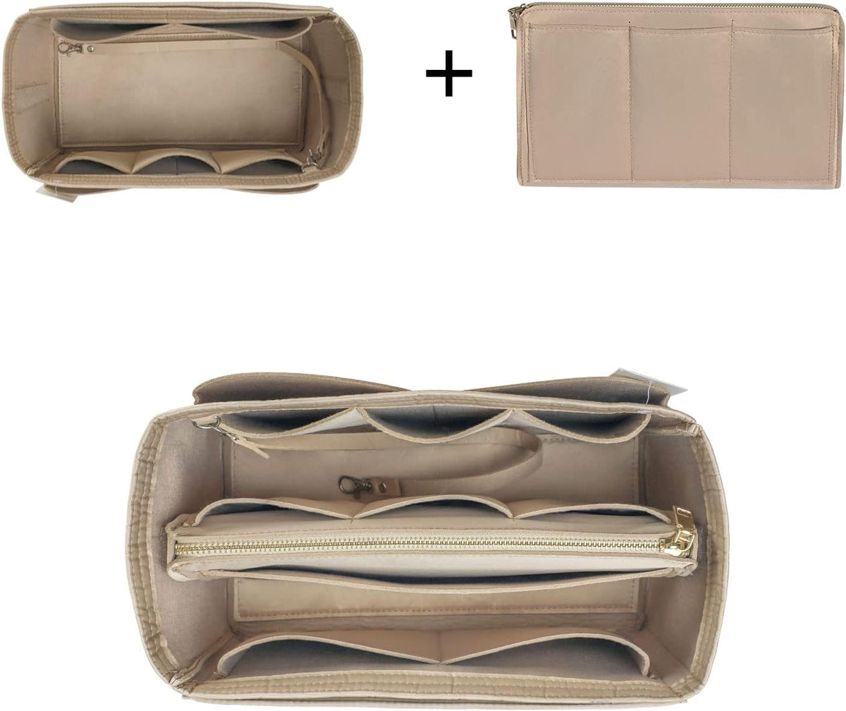 Purse Organizer Insert, Felt Bag Organizer with Metal Zipper, Handbag & Tote Shaper, For Speedy Neverfull Tote, 7 Sizes