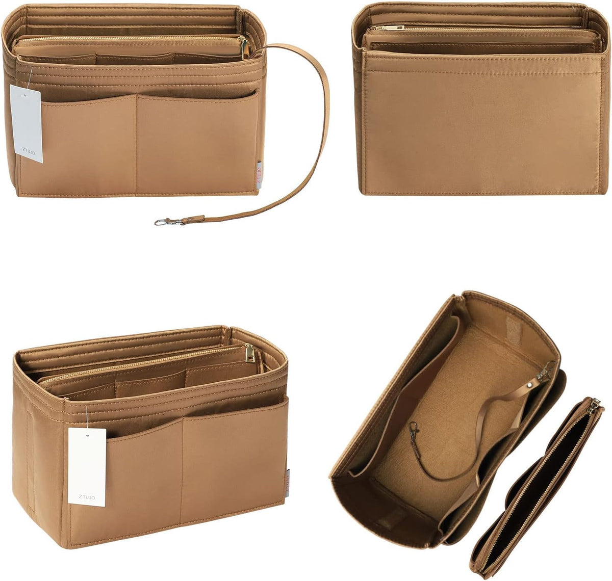 Purse Organizer Insert, Felt Bag Organizer with Metal Zipper, Handbag & Tote Shaper, For Speedy Neverfull Tote, 7 Sizes