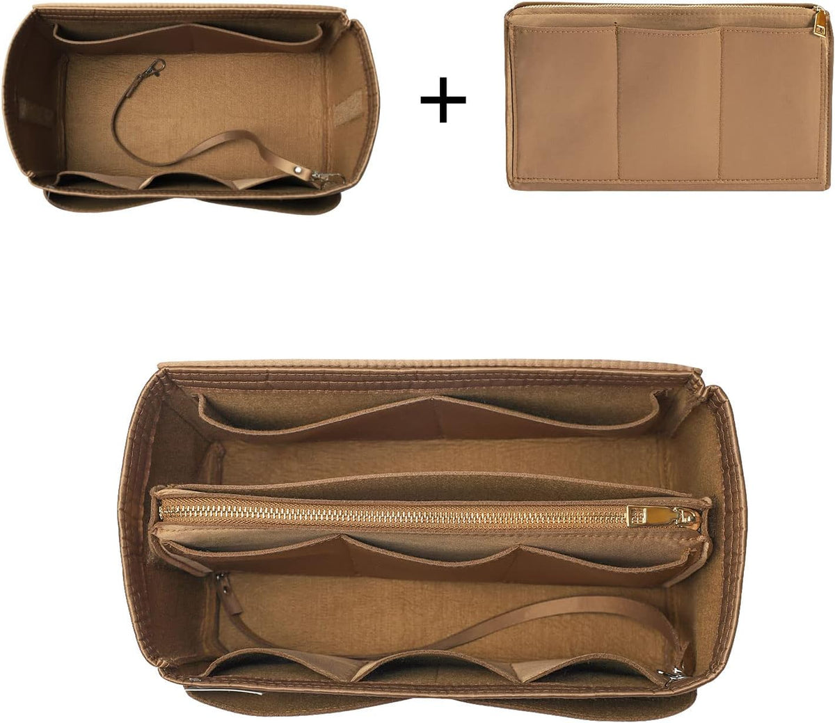 Purse Organizer Insert, Felt Bag Organizer with Metal Zipper, Handbag & Tote Shaper, For Speedy Neverfull Tote, 7 Sizes