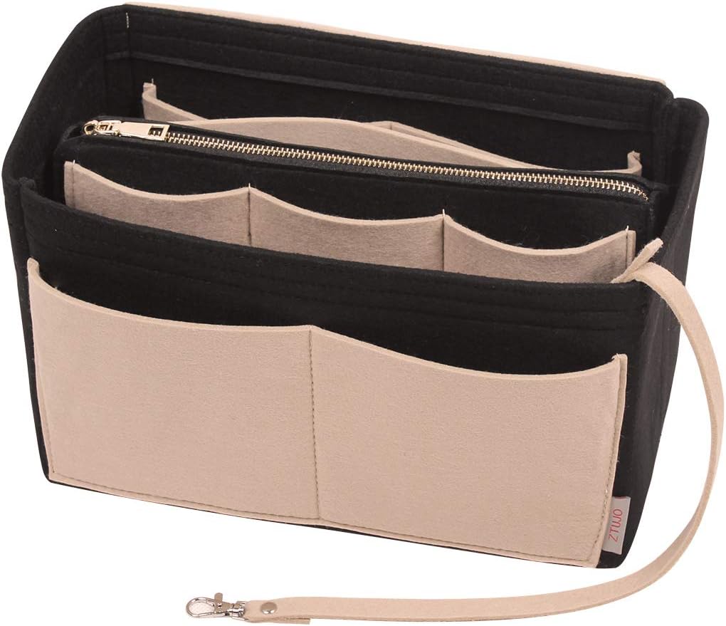 Purse Organizer Insert, Felt Bag Organizer with Metal Zipper, Handbag & Tote Shaper, For Speedy Neverfull Tote, 7 Sizes