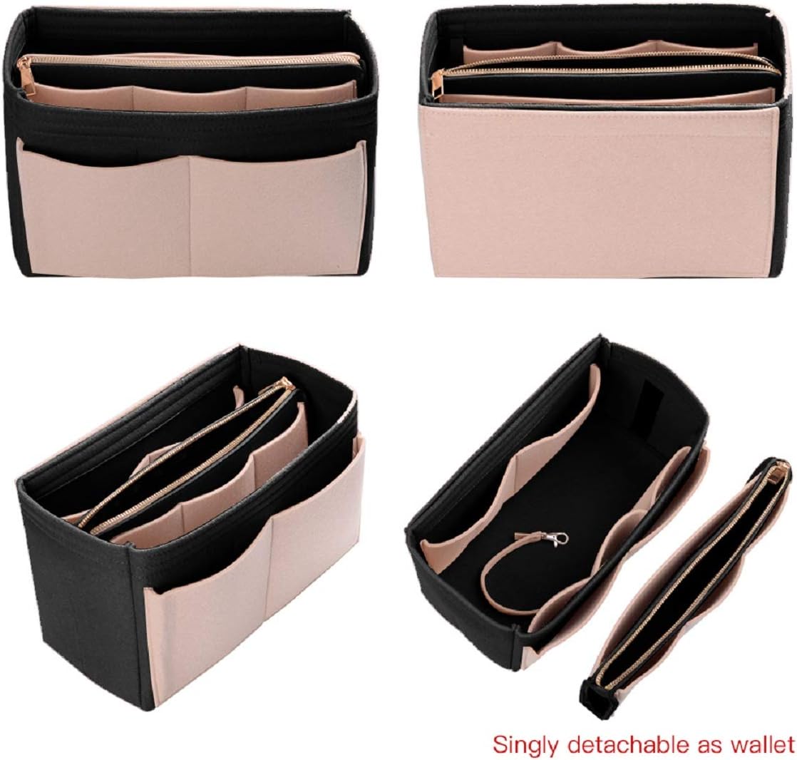 Purse Organizer Insert, Felt Bag Organizer with Metal Zipper, Handbag & Tote Shaper, For Speedy Neverfull Tote, 7 Sizes