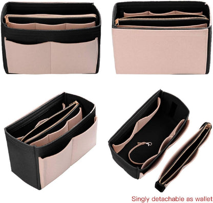 Purse Organizer Insert, Felt Bag Organizer with Metal Zipper, Handbag & Tote Shaper, For Speedy Neverfull Tote, 7 Sizes