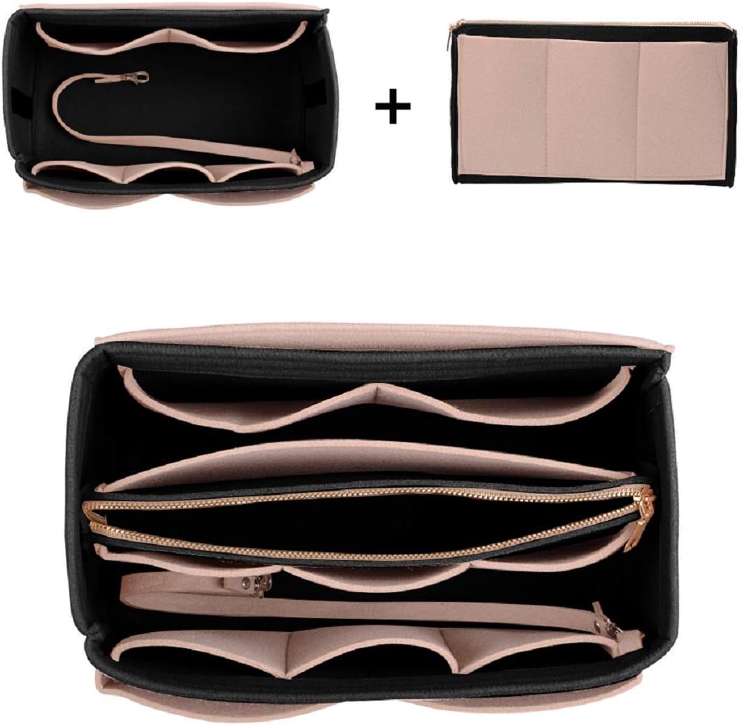 Purse Organizer Insert, Felt Bag Organizer with Metal Zipper, Handbag & Tote Shaper, For Speedy Neverfull Tote, 7 Sizes