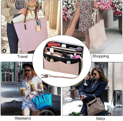Purse Organizer Insert, Felt Bag Organizer with Metal Zipper, Handbag & Tote Shaper, For Speedy Neverfull Tote, 7 Sizes