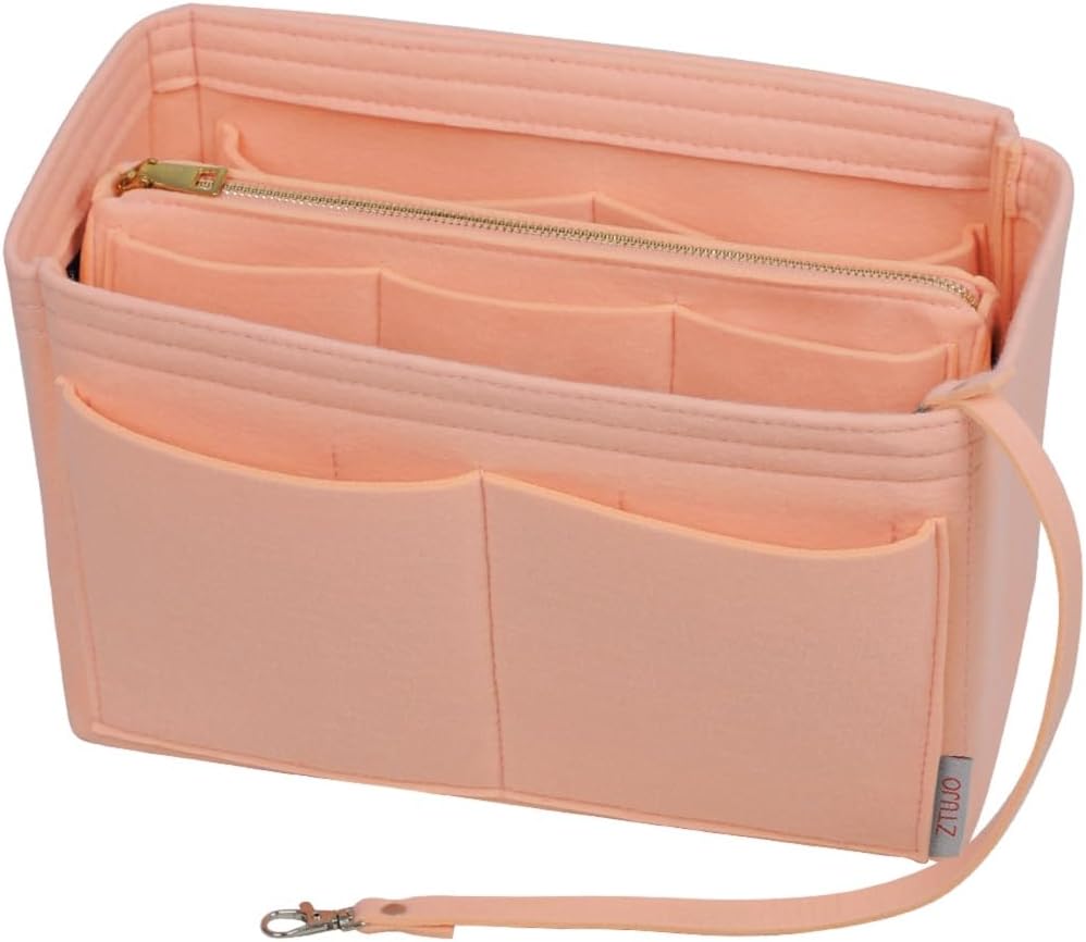 Purse Organizer Insert, Felt Bag Organizer with Metal Zipper, Handbag & Tote Shaper, For Speedy Neverfull Tote, 7 Sizes