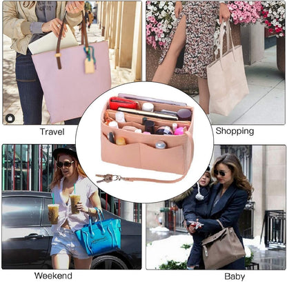 Purse Organizer Insert, Felt Bag Organizer with Metal Zipper, Handbag & Tote Shaper, For Speedy Neverfull Tote, 7 Sizes