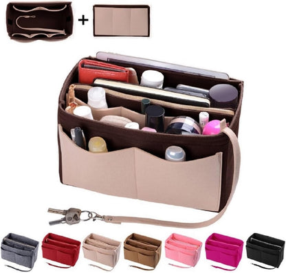 Purse Organizer Insert, Felt Bag Organizer with Metal Zipper, Handbag & Tote Shaper, For Speedy Neverfull Tote, 7 Sizes