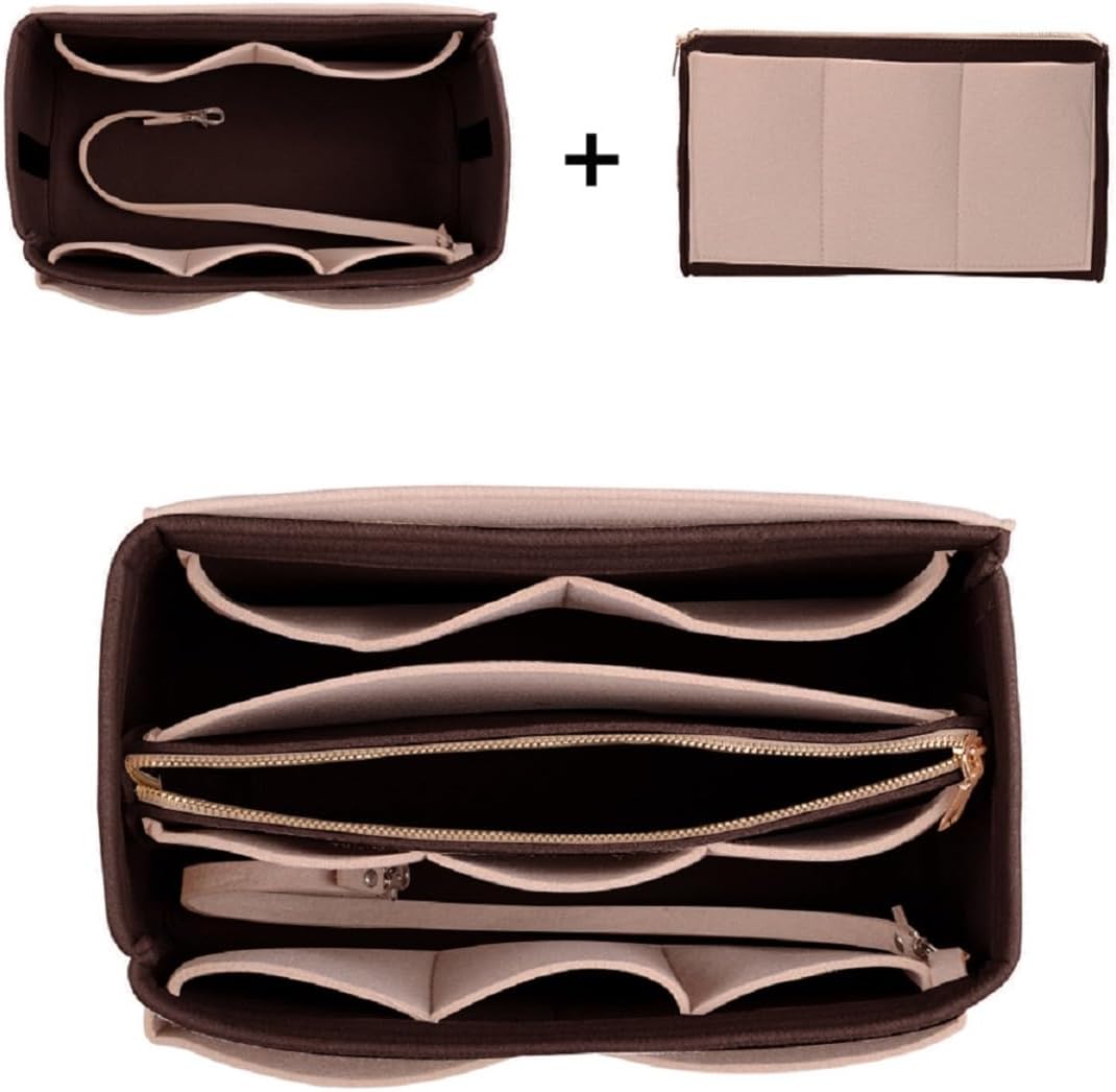 Purse Organizer Insert, Felt Bag Organizer with Metal Zipper, Handbag & Tote Shaper, For Speedy Neverfull Tote, 7 Sizes