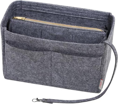 Purse Organizer Insert, Felt Bag Organizer with Metal Zipper, Handbag & Tote Shaper, For Speedy Neverfull Tote, 7 Sizes