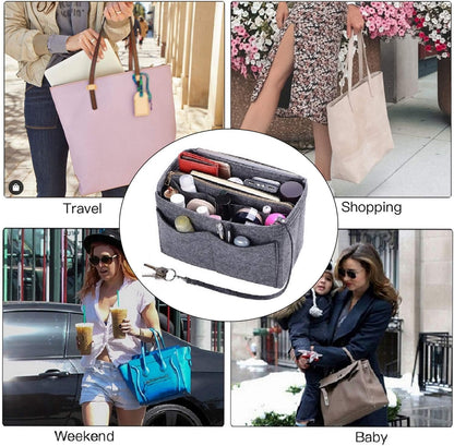 Purse Organizer Insert, Felt Bag Organizer with Metal Zipper, Handbag & Tote Shaper, For Speedy Neverfull Tote, 7 Sizes