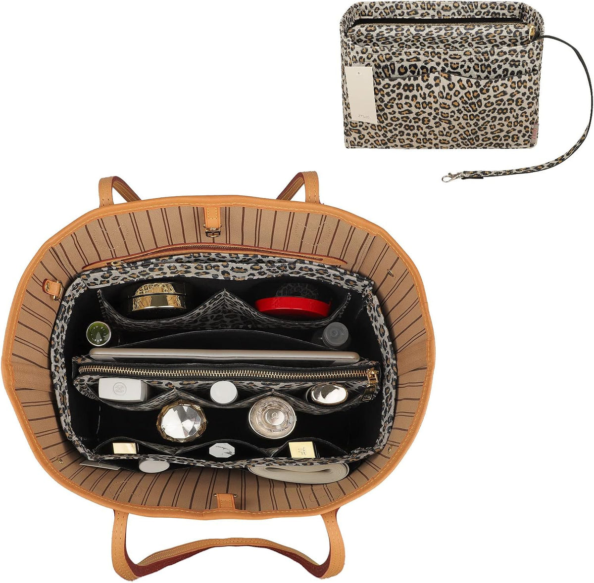 Purse Organizer Insert, Felt Bag Organizer with Metal Zipper, Handbag & Tote Shaper, For Speedy Neverfull Tote, 7 Sizes