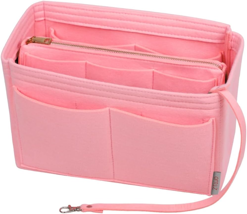 Purse Organizer Insert, Felt Bag Organizer with Metal Zipper, Handbag & Tote Shaper, For Speedy Neverfull Tote, 7 Sizes