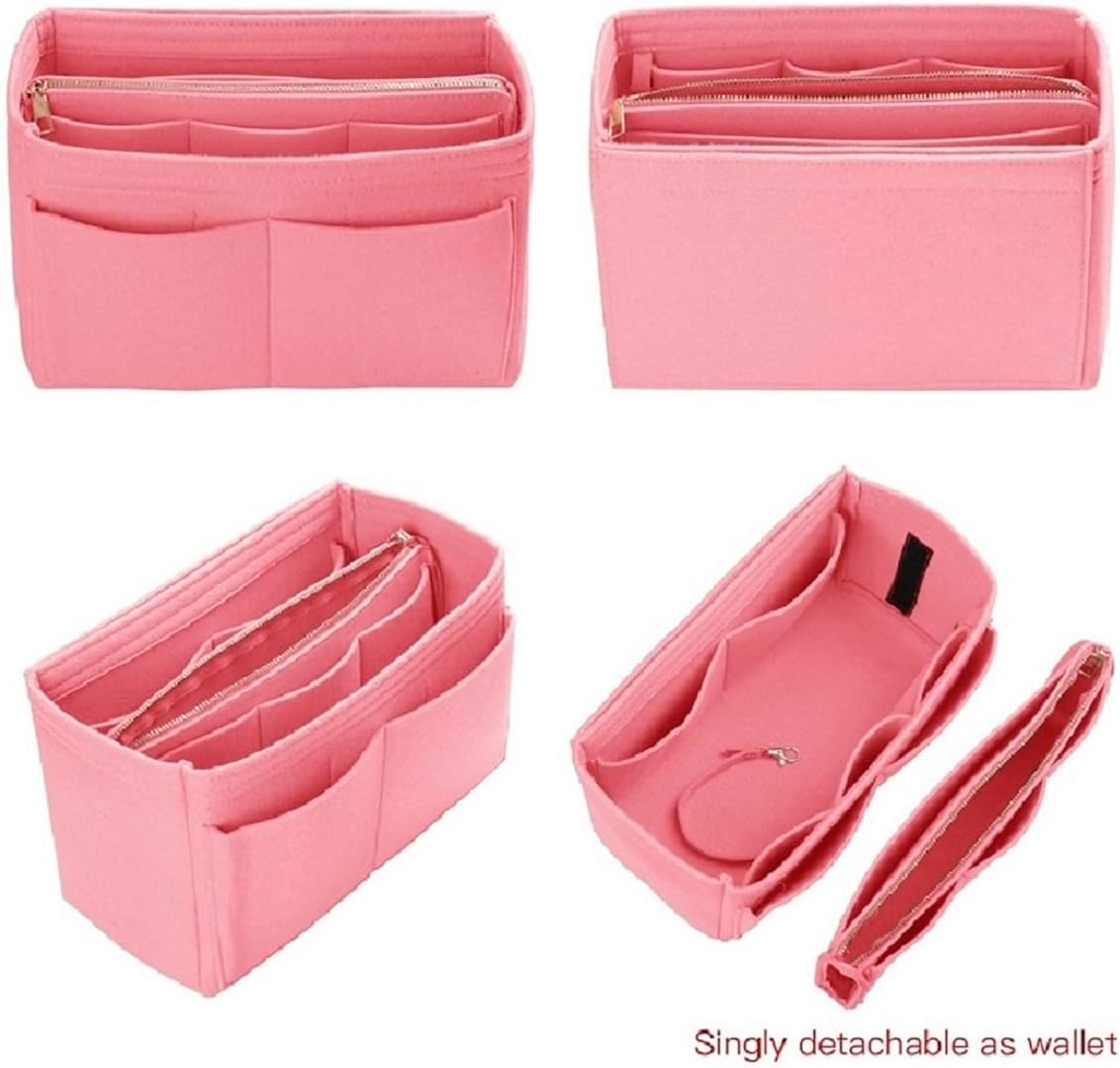 Purse Organizer Insert, Felt Bag Organizer with Metal Zipper, Handbag & Tote Shaper, For Speedy Neverfull Tote, 7 Sizes