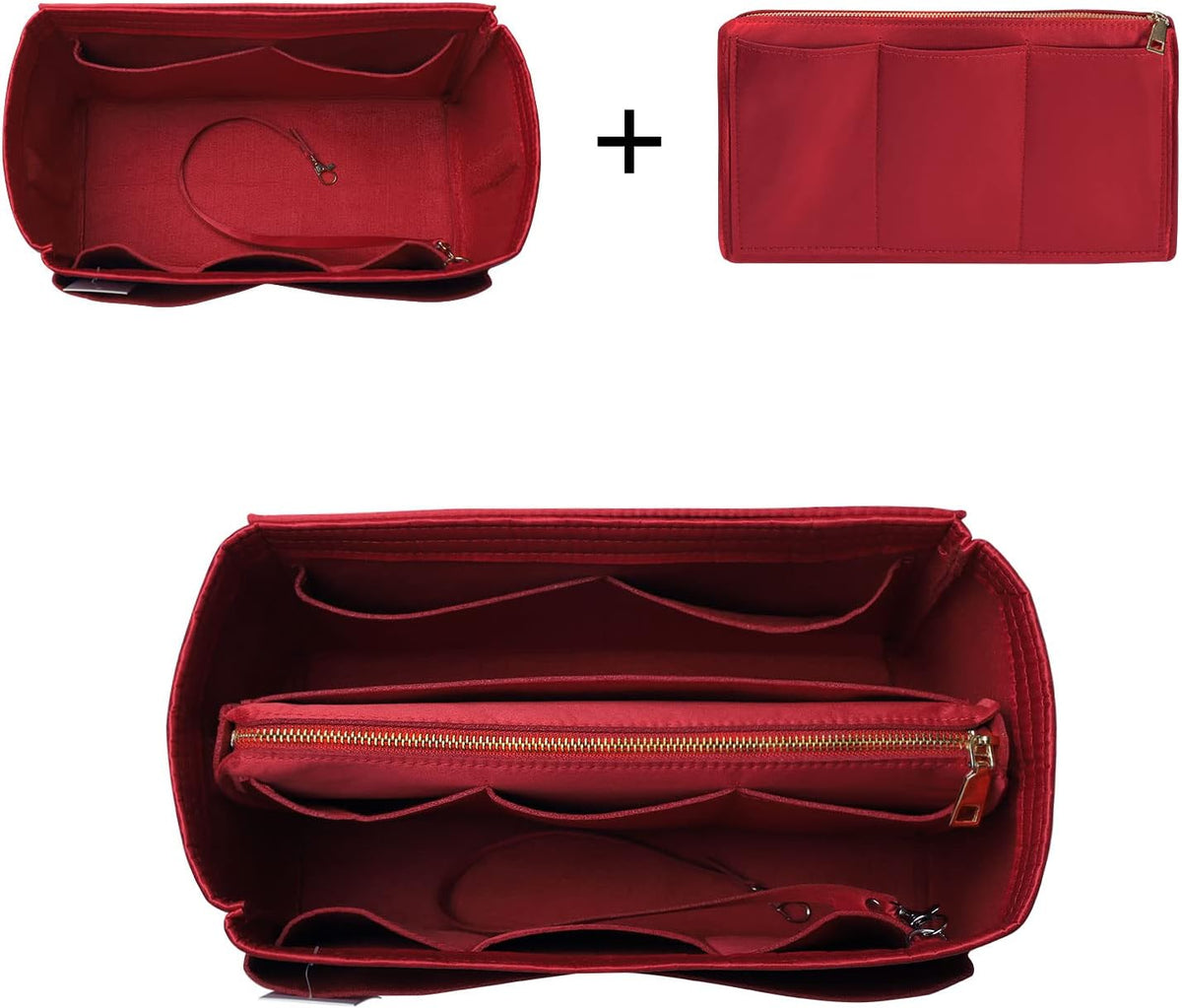 Purse Organizer Insert, Felt Bag Organizer with Metal Zipper, Handbag & Tote Shaper, For Speedy Neverfull Tote, 7 Sizes