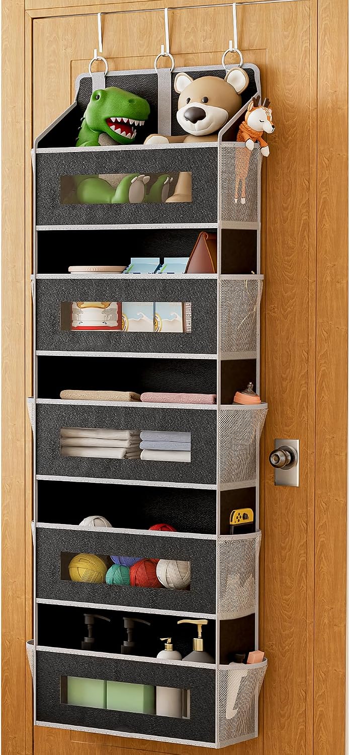 5 Tier Over the Door Organizer for Bathroom, Bedroom, Pantry, Grey