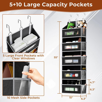 5 Tier Over the Door Organizer for Bathroom, Bedroom, Pantry, Grey