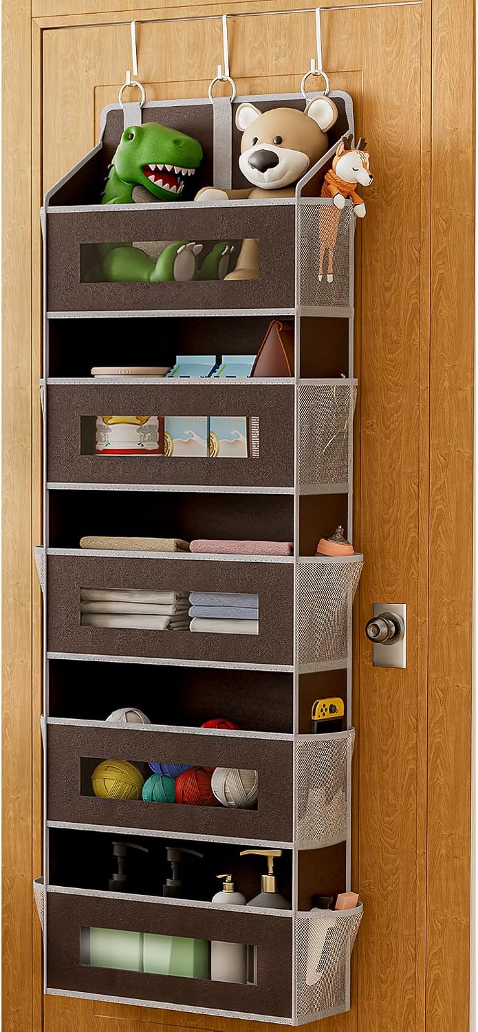 5 Tier Over the Door Organizer for Bathroom, Bedroom, Pantry, Grey