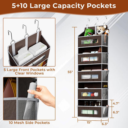 5 Tier Over the Door Organizer for Bathroom, Bedroom, Pantry, Grey