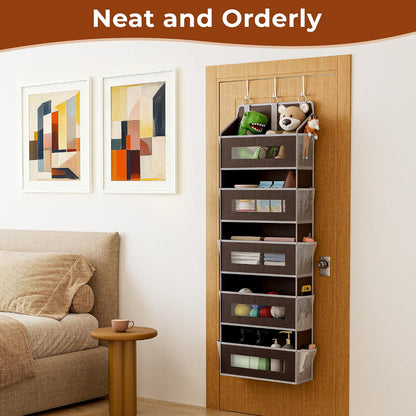 5 Tier Over the Door Organizer for Bathroom, Bedroom, Pantry, Grey