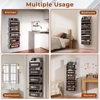 5 Tier Over the Door Organizer for Bathroom, Bedroom, Pantry, Grey