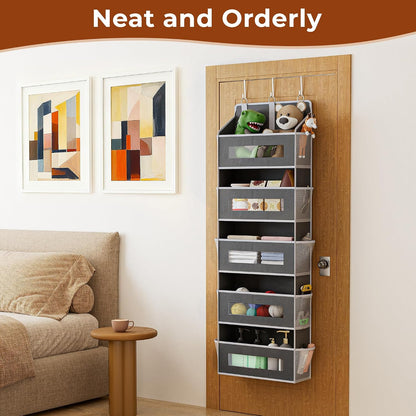 5 Tier Over the Door Organizer for Bathroom, Bedroom, Pantry, Grey