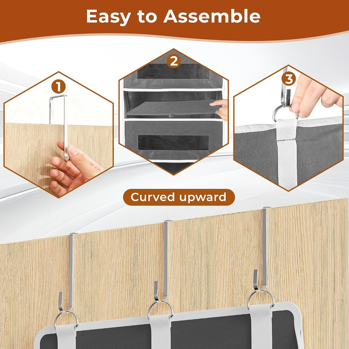 5 Tier Over the Door Organizer for Bathroom, Bedroom, Pantry, Grey