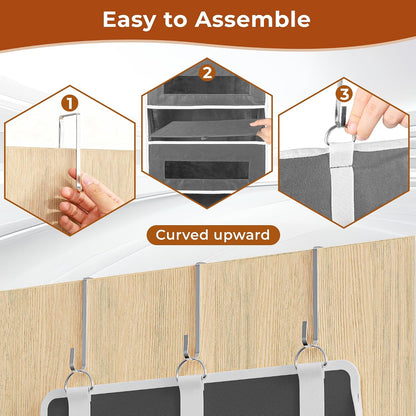 5 Tier Over the Door Organizer for Bathroom, Bedroom, Pantry, Grey