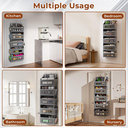 5 Tier Over the Door Organizer for Bathroom, Bedroom, Pantry, Grey