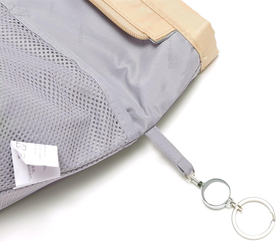 iN. Purse Organizer Insert with zipper Nylon fabric for women Handbags & Totebag beige Size: Large: 15.7"(Top)/12.2"(Bottom) L × 4.9"W × 10"H