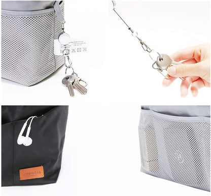 iN. Purse Organizer Insert with zipper Nylon fabric for women Handbags & Totebag beige Size: Large: 15.7"(Top)/12.2"(Bottom) L × 4.9"W × 10"H