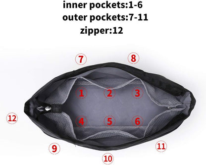 iN. Purse Organizer Insert with zipper Nylon fabric for women Handbags & Totebag beige Size: Large: 15.7"(Top)/12.2"(Bottom) L × 4.9"W × 10"H