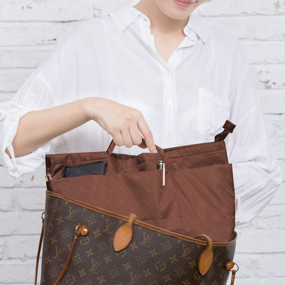 iN. Purse Organizer Insert with zipper Nylon fabric for women Handbags & Totebag beige Size: Large: 15.7"(Top)/12.2"(Bottom) L × 4.9"W × 10"H