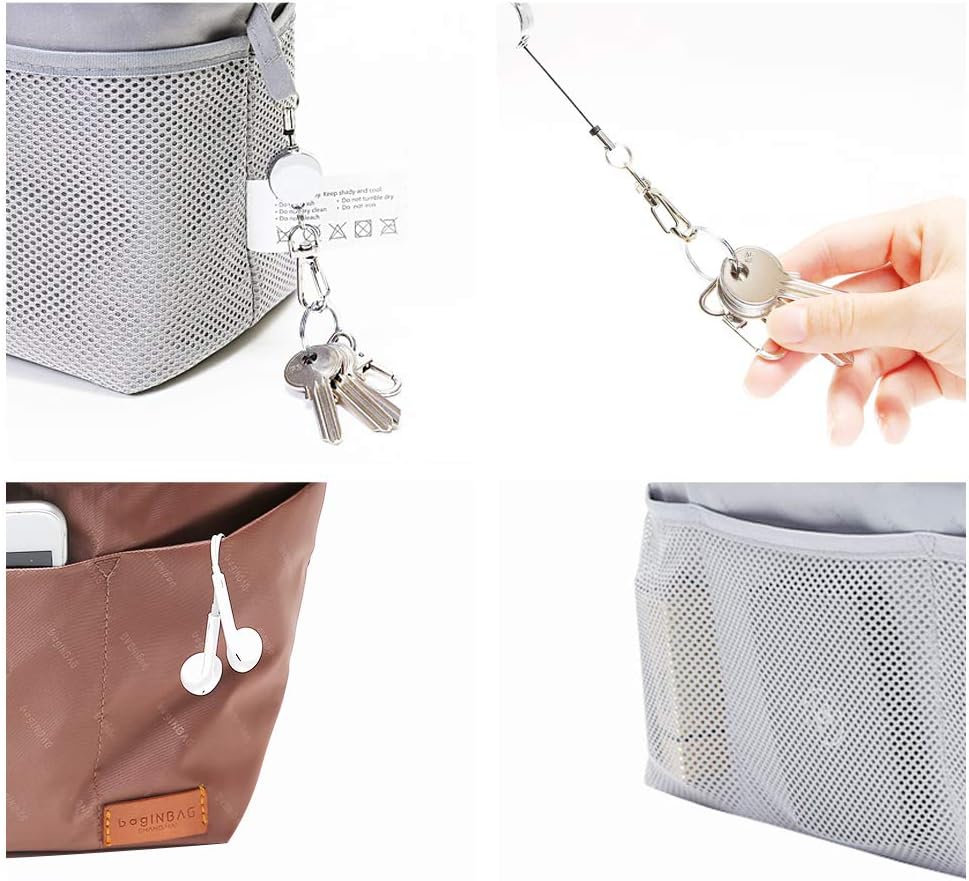 iN. Purse Organizer Insert with zipper Nylon fabric for women Handbags & Totebag beige Size: Large: 15.7"(Top)/12.2"(Bottom) L × 4.9"W × 10"H