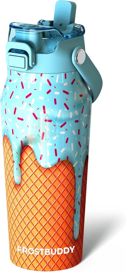 24oz Insulated Water Bottle - Straw & Chug Lid - Leak-Proof | Sip-or-chug dual lid | Ice-cold for 24+ hours | Cup-holder friendly | Durable & easy to clean - Colors B