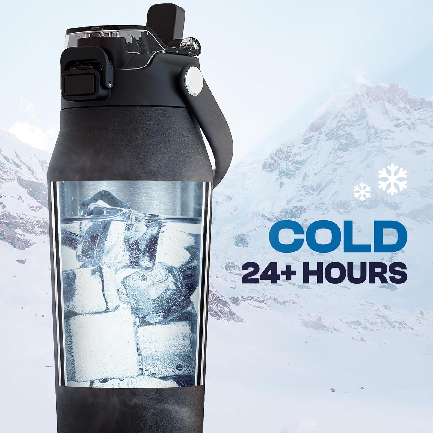 24oz Insulated Water Bottle - Straw & Chug Lid - Leak-Proof | Sip-or-chug dual lid | Ice-cold for 24+ hours | Cup-holder friendly | Durable & easy to clean - Colors B