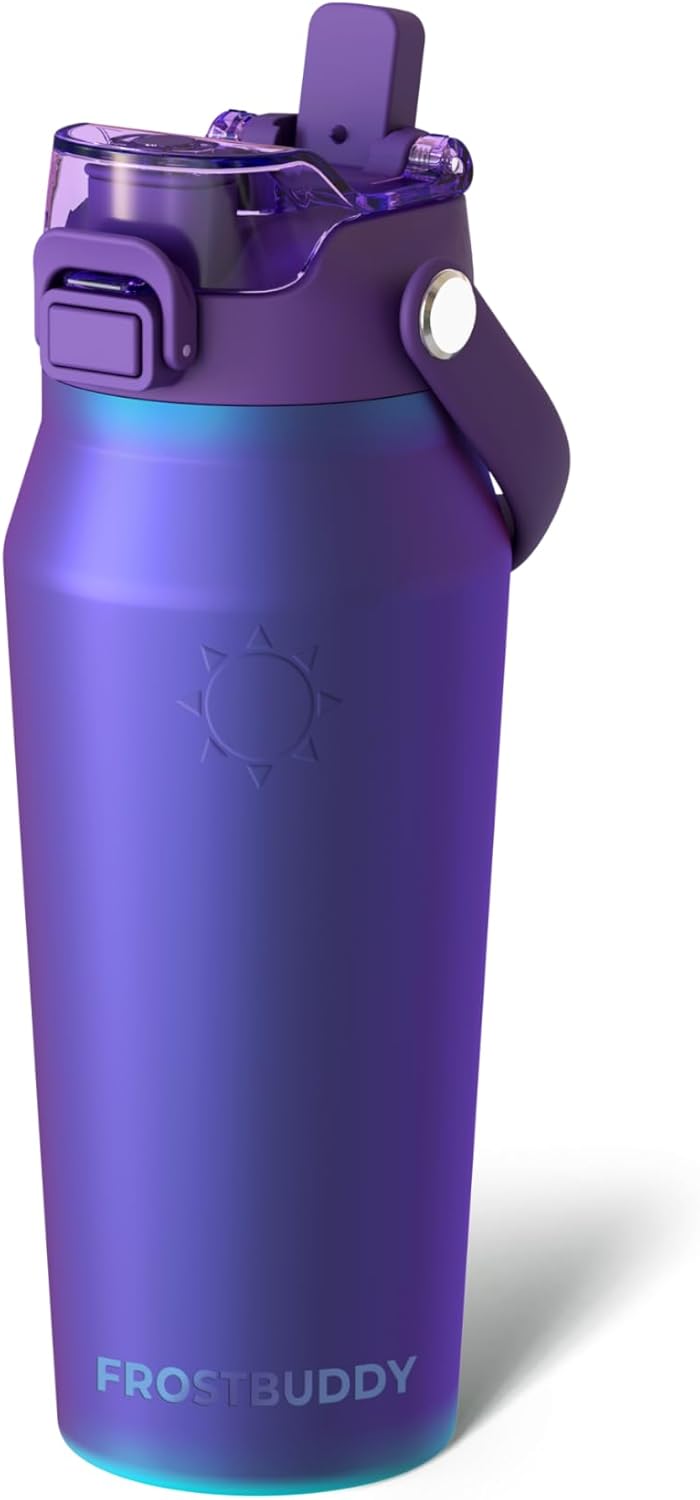 24oz Insulated Water Bottle - Straw & Chug Lid - Leak-Proof | Sip-or-chug dual lid | Ice-cold for 24+ hours | Cup-holder friendly | Durable & easy to clean - Colors B