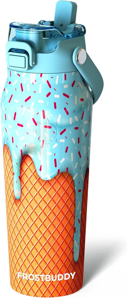 24oz Insulated Water Bottle - Straw & Chug Lid - Leak-Proof | Sip-or-chug dual lid | Ice-cold for 24+ hours | Cup-holder friendly | Durable & easy to clean - Colors B