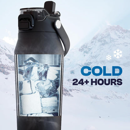 24oz Insulated Water Bottle - Straw & Chug Lid - Leak-Proof | Sip-or-chug dual lid | Ice-cold for 24+ hours | Cup-holder friendly | Durable & easy to clean - Colors B